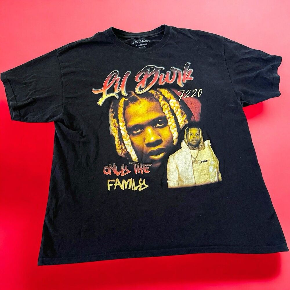 Lil Durk Only The Family Black Graphic Tee Shirt Size XL 100% Cotton Licensed